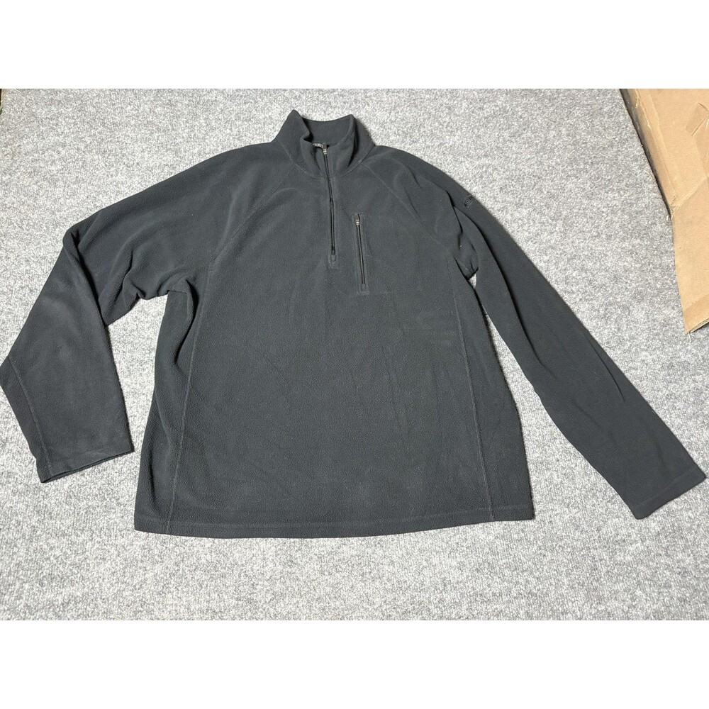 L.L. Bean Sweatshirt Mens L Black Fleece 1/4 Zip Mock Neck Lightweight Pullover